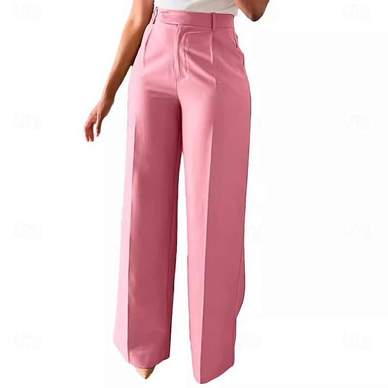 Tailored High-Waist Straight Leg Pants