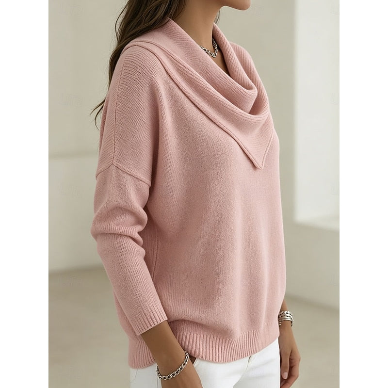 Cowl-Neck Knit Sweater