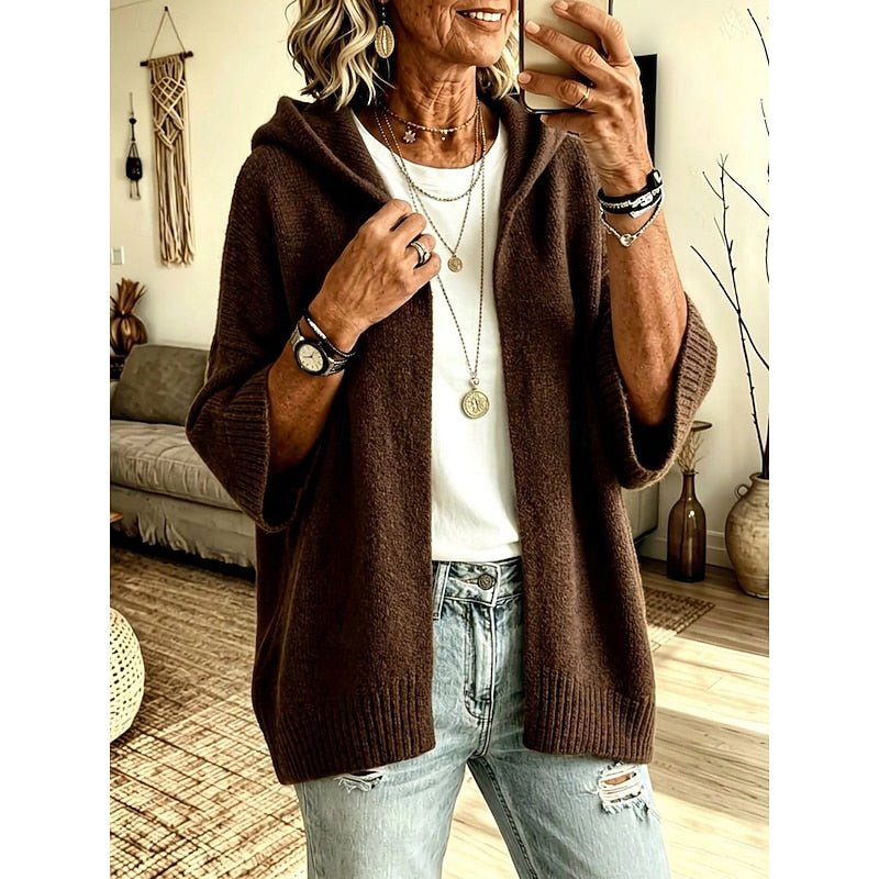 Hooded Open-Front Cardigan