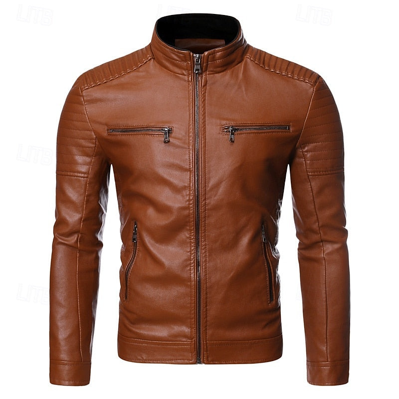 Classic Stand-Collar Biker Jacket