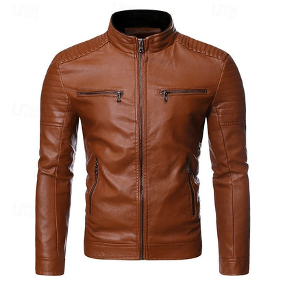Classic Stand-Collar Biker Jacket