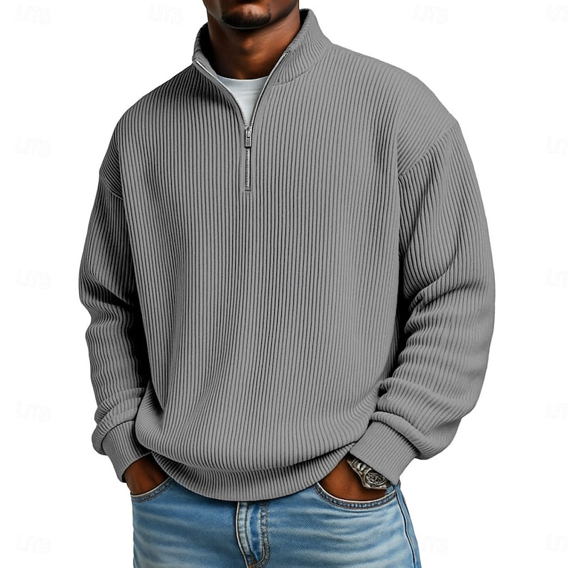 Ribbed Quarter-Zip Pullover