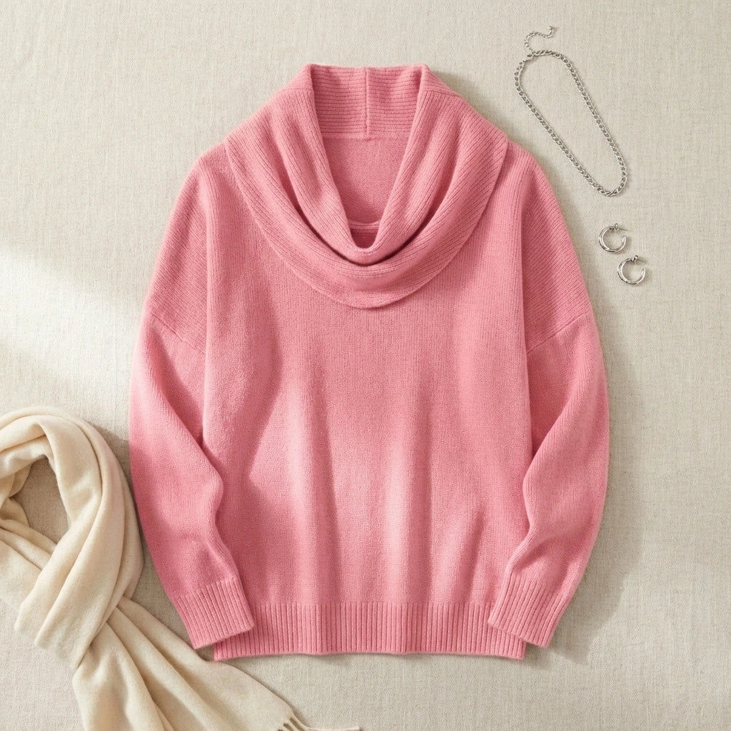 Vellura - Cowl Neck Soft Knit Sweater Rose Quartz variants product photo