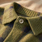 Vellura women's soft knit plaid shirt in olive green, close-up view of the brushed texture, point collar, and pearlized button detail.