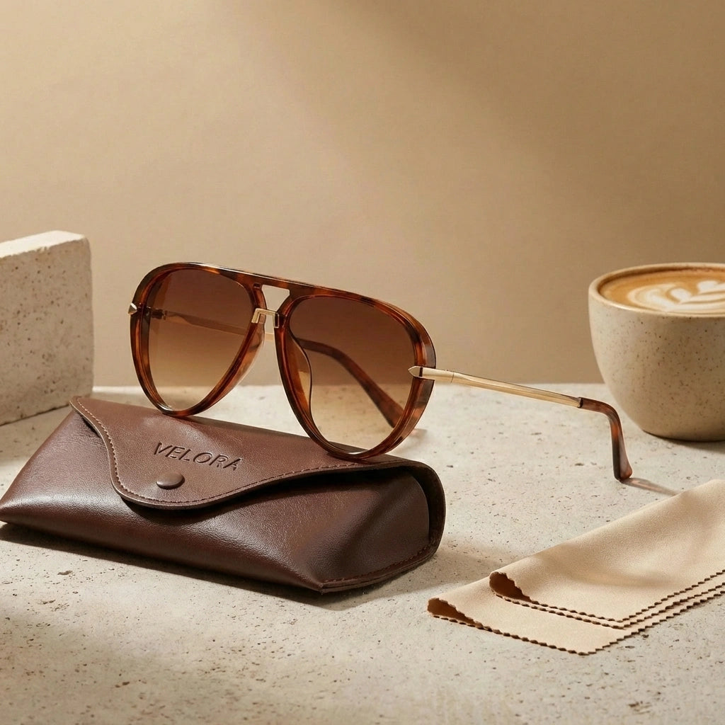 VELORA - Retro Aviator Sunglasses UV Protection Vintage Tortoise variants product photo