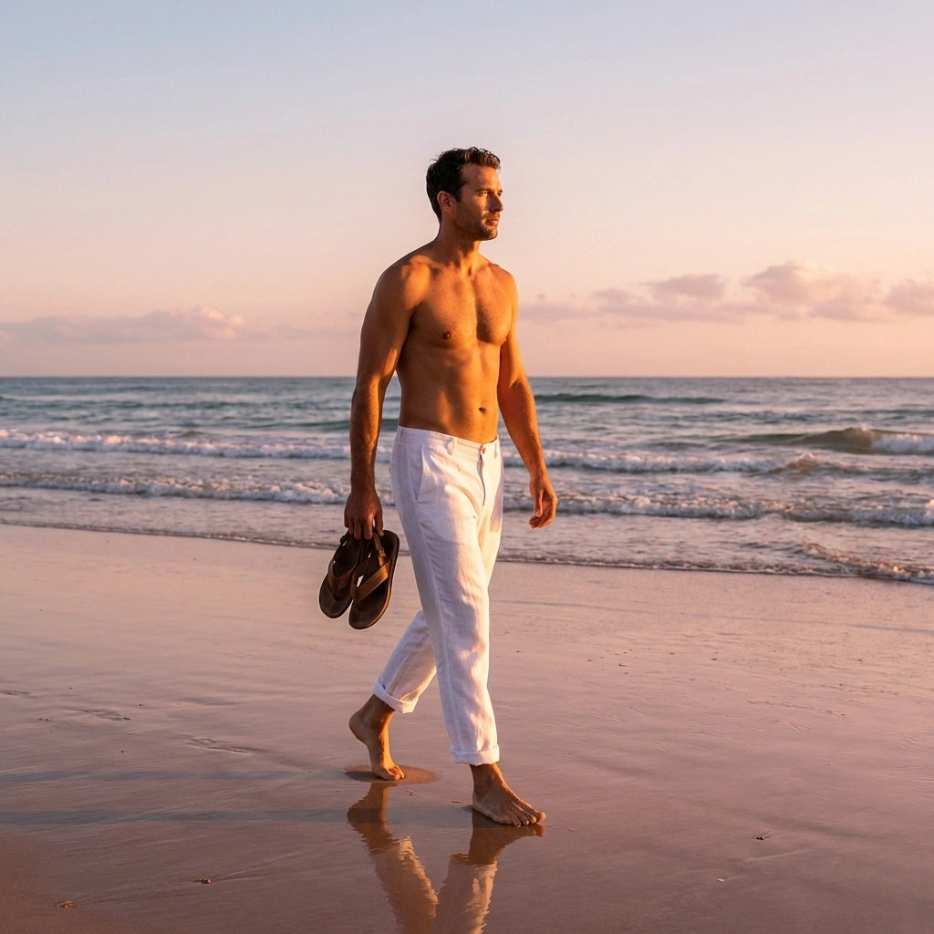 Ventoso - Linen Trousers Breathable Comfort Summer Essential Sunrise Solitude on the Sand quick product photo