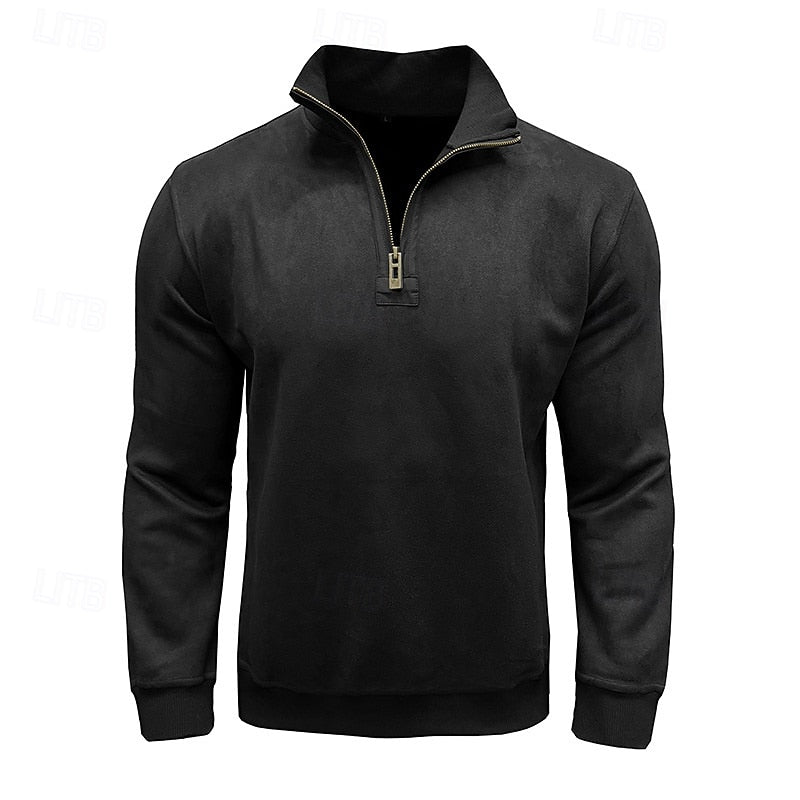 Quarter-Zip Stand-Collar Sweatshirt