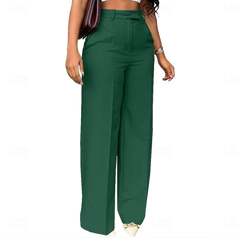 Tailored High-Waist Straight Leg Pants