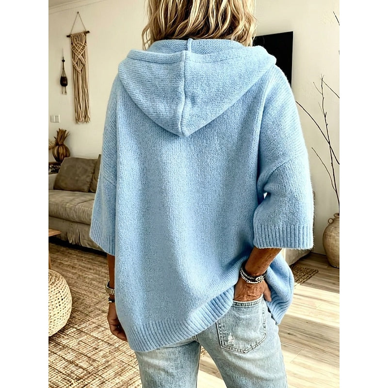 Hooded Open-Front Cardigan