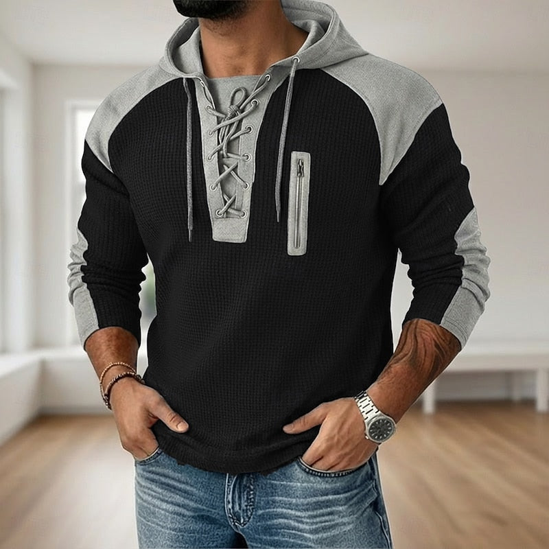Lace-Up Hooded Pullover