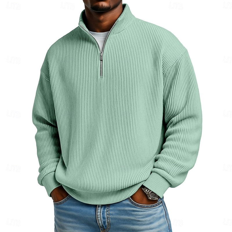 Ribbed Quarter-Zip Pullover
