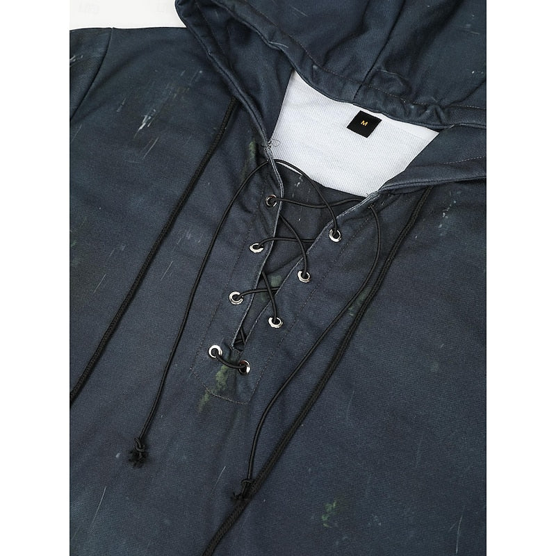 Lace-Up Skull Graphic Hoodie