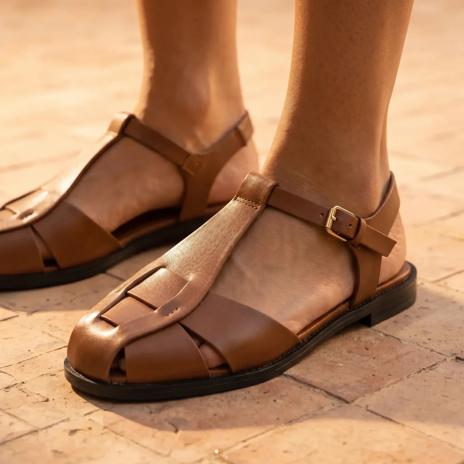 Kevroz - Woven Vegan Leather Fisherman Sandals