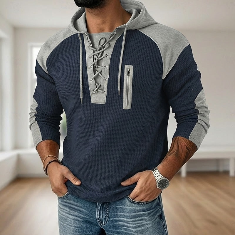 Lace-Up Hooded Pullover