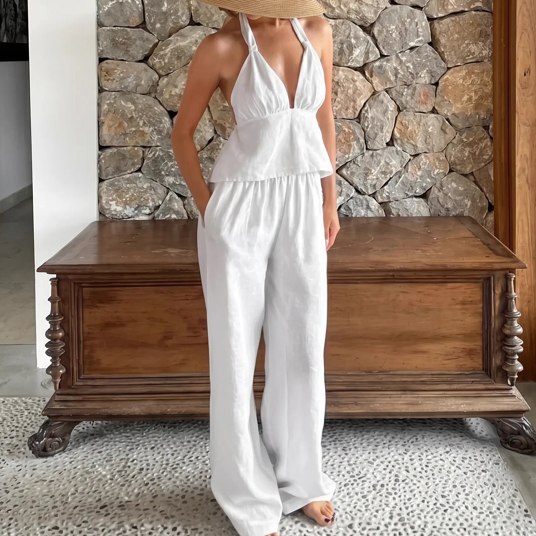 Zyneth - Linen Halter Two-Piece Set