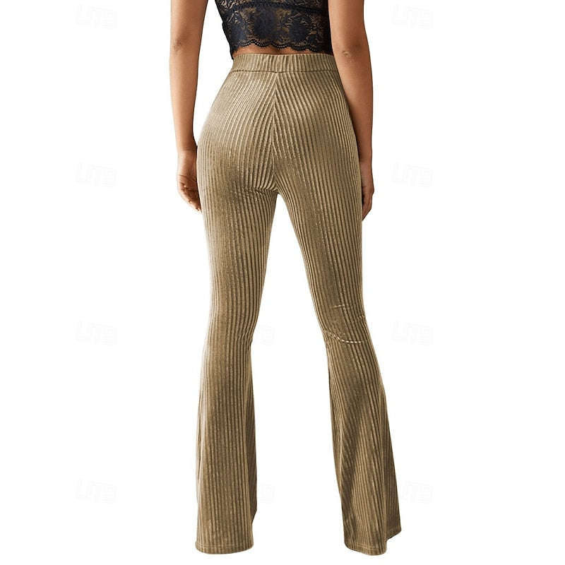 High-Waist Ribbed Flared Trousers