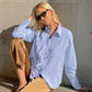 Jorvik - Women's Blue Ruffle Shirt