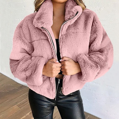 Plush Cropped Zip Jacket