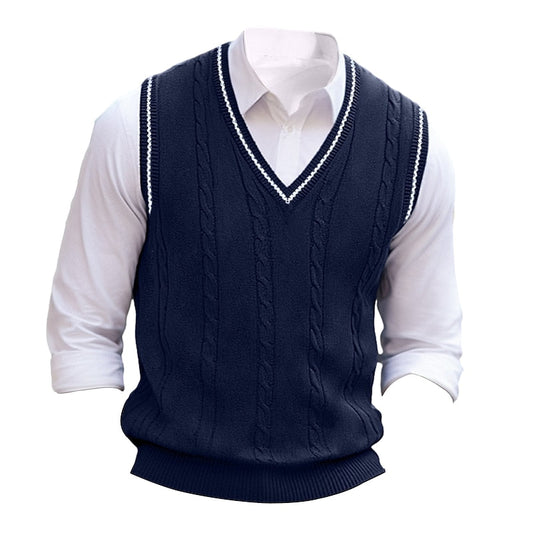 Cable-Knit V-Neck Sweater Vest