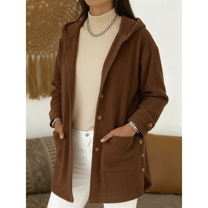Hooded Button-Front Coat