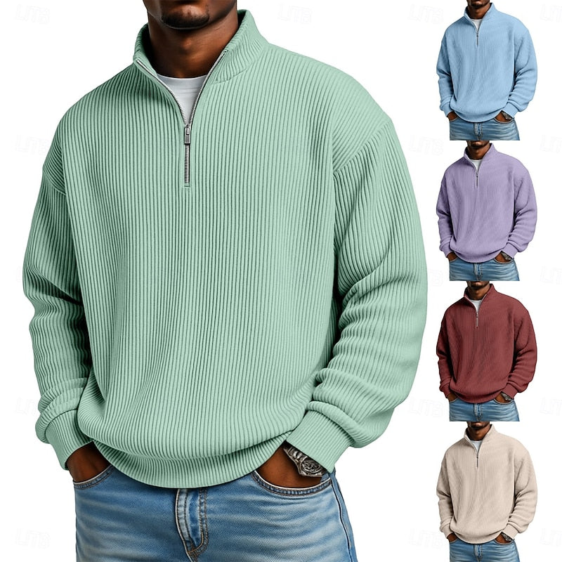 Ribbed Quarter-Zip Pullover
