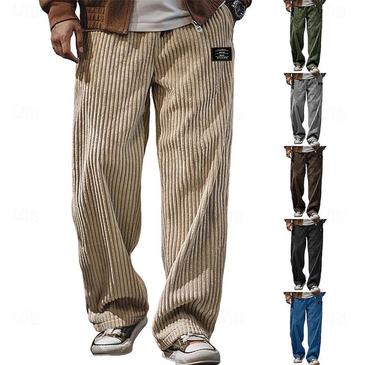 Relaxed Ribbed Wide-Leg Pants