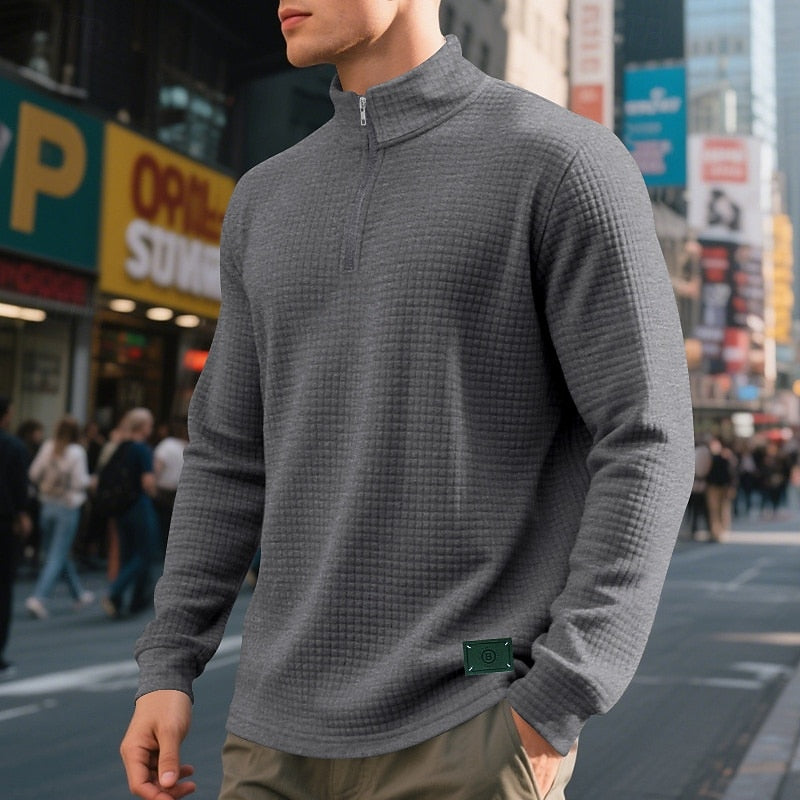 Quarter-Zip Textured Sweatshirt