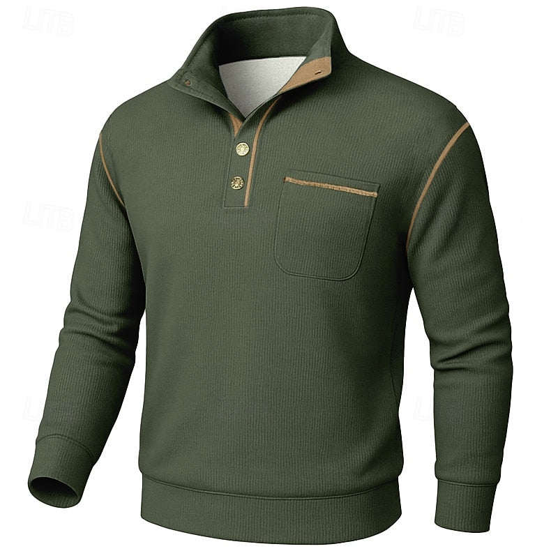 Textured Half-Button Pullover