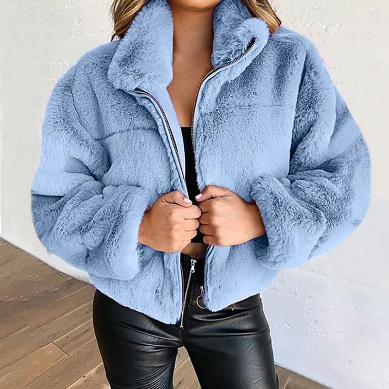 Plush Cropped Zip Jacket