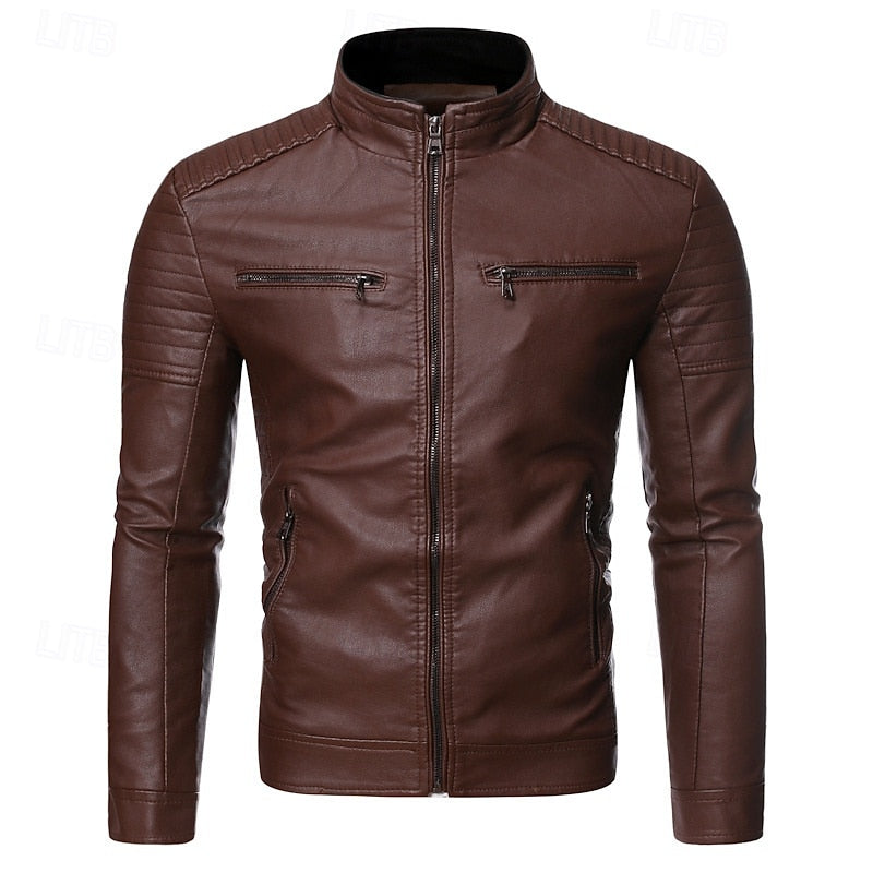 Classic Stand-Collar Biker Jacket
