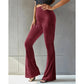 High-Waist Ribbed Flared Trousers