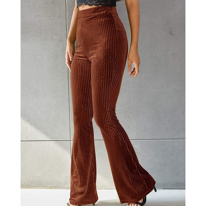 High-Waist Ribbed Flared Trousers