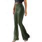High-Waist Ribbed Flared Trousers