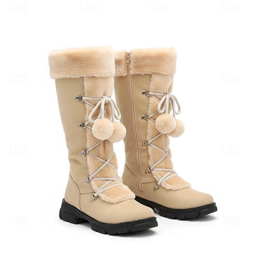 Lace-Up Winter Boots with Faux Fur Trim