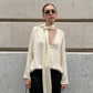Zentoria - Elegant V-Neck Tie Blouse Creamy Ivory
