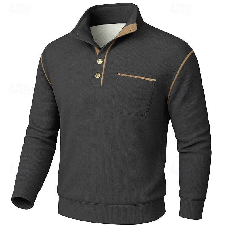 Textured Half-Button Pullover