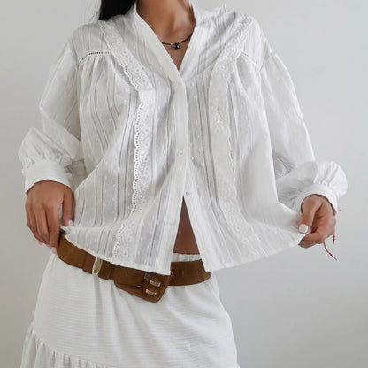 Zolya - White Jacquard Cotton Shirt
