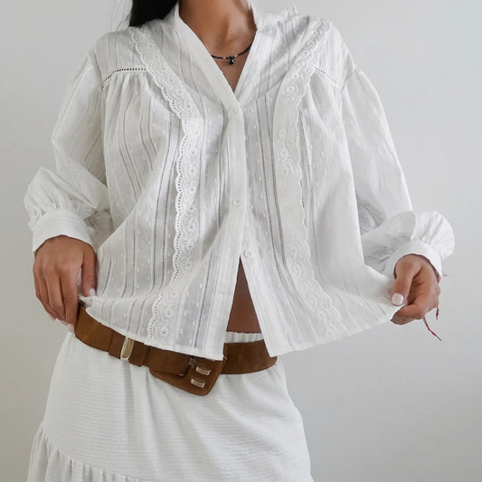 Zolya - White Jacquard Cotton Shirt
