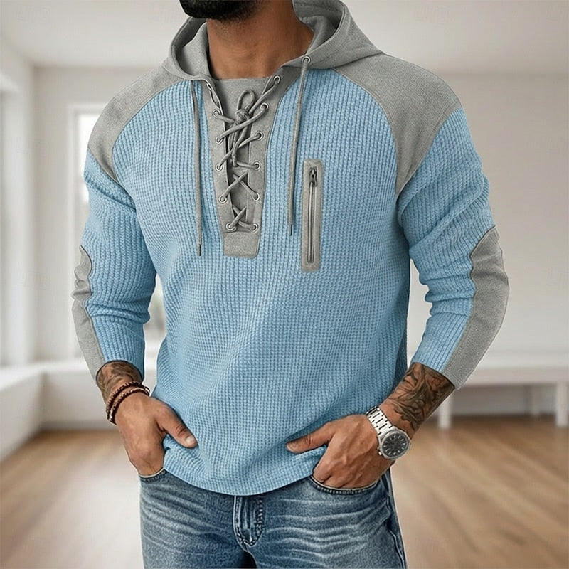 Lace-Up Hooded Pullover