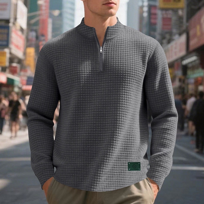 Quarter-Zip Textured Sweatshirt