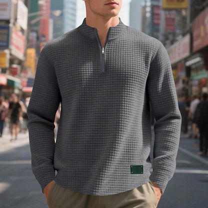 Quarter-Zip Textured Sweatshirt