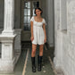 Zylpha - Elegant White Puff Sleeve Midi Dress